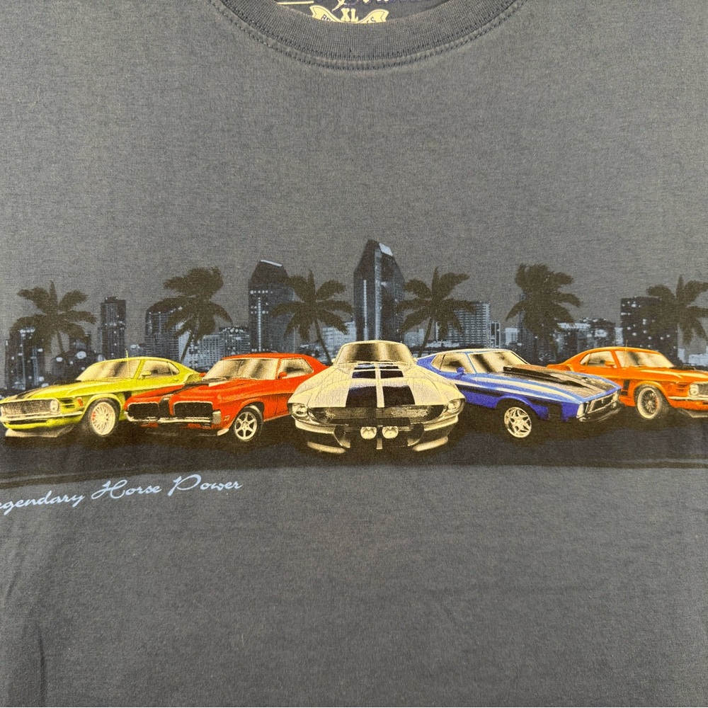 Men's Gray Muscle Car Graphic Tee